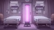 © Chotijah - Hospital room undergoes sterilization procedure using a tall ultraviolet light emitter between two beds