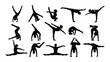 © MD Riad Hossain  - Diverse group of gymnasts performing various acrobatic poses and stunts isolated on white background, Vector