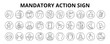 ©  karyative - 30 Mandatory Action Sign Line Icons Vector - Wear Mask, Use Glove, Wear Helmet, Wear Vest, Use Exit, Eye Protection, Wear Boot