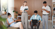 © Flash25/peopleimages.com - Creative, group and employees with tech, office and email marketing on web or copywriting with info. Typing, copywriter and people with app for ad campaign, coworking and editing article in business