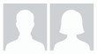 © Dharma - male and female manager silhouettes with white avatars on gray backgrounds, concept for corporate employee directory, professional user identification and company personnel profile