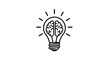 © Abbas - Black and white outline icon featuring a glowing light bulb filled internally with a stylized human brain illustration representing new ideas.