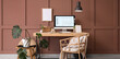 © Pixel-Shot - Stylish workplace with modern PC monitor, calendar and houseplant