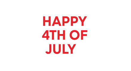  Patriotic greeting with Happy 4th of July text in red color, isolated on transparent background