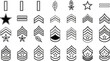 © Gerta - Collection of military rank insignia with stars, chevrons, oak leaves, and bars