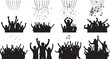 © MDRUHUL - A collection of black and white illustrations of people celebrating with musical notes