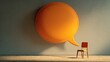 © jiratip - A surreal image depicting a speech bubble and a chair. This conceptual image conveys the idea of communication, dialogue, or waiting for feedback.
