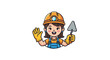 © maryam - Happy Confident Female Construction Worker or Mason Smiling and Holding a Trowel on Isolated White Background