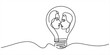 © Kanu Art_Gallery - Minimalist continuous line drawing of a light bulb with two faces inside it facing each other. Vector, illustration