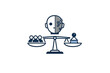 © icon_art - This graphic shows a split human and robotic head positioned over a scale balancing people and a gavel, symbolizing the intersection of artificial intelligence and legal justice.