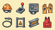 © Ophelia - Pixel art industrial safety gear and equipment icons set
