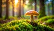 © Bisikan - A mushroom grows on moss in a forest
