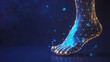 © Navee - Digital wireframe human foot glowing in futuristic medical technology concept