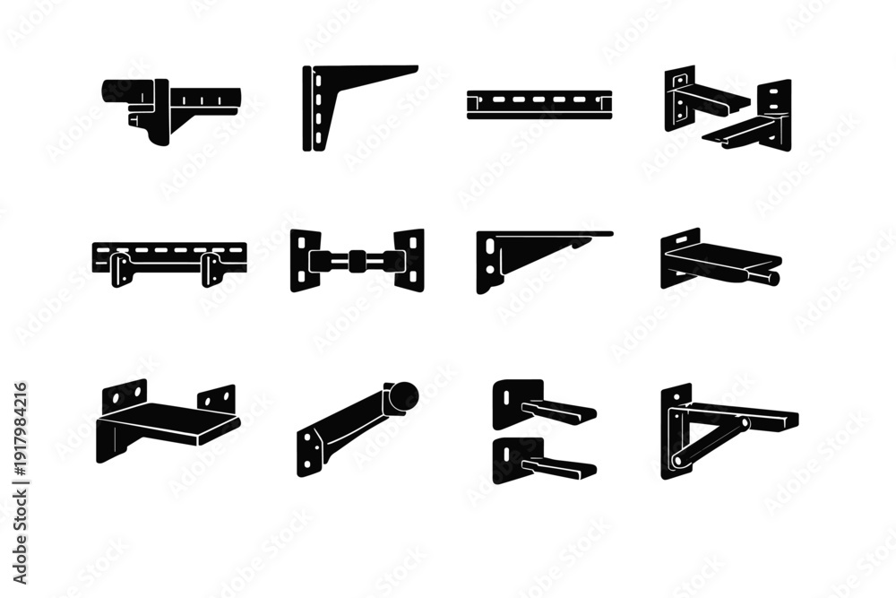 Support Railing Icon Adjustable icon hardware mounting rail installation vector simple image ...