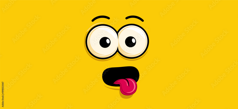 Funny cartoon character face with tongue sticking out. Cartoon ...
