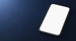 © MahfujurRahman - Modern smartphone with blank white screen on dark blue background angled view copy space studio lighting