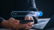 © IDOL'foto - generative ai prompt interaction. businessman using smartphone with futuristic ai prompt search bar interface. concept of artificial intelligence, chatbot query and digital assistant technology