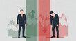 © Milkunn - Financial market performance showing business success and failure with confident and despondent executives