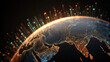 © Ps_Studio21 - Global digital network globe, glowing data connections, world map, technology, innovation, communication, futuristic energy vibe