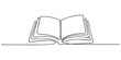 © Parboti - book continuous one line drawing, Continuous one line drawing of an open book, symbolizing knowledge, education, learning, and literary storytelling concept art Vector, illustration, One line drawing