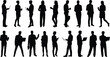 © Enamul - Business people silhouettes collection, professional men and women standing with laptops and smartphones isolated on white background vector illustration