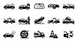 © Artem - Car crash icon set with accident and collision