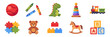 © point of BORT - Set of children’s toy icons, educational games for toddlers and preschool kids, colorful collection with vector flat illustrations