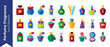 © Hamza - Vector Icon Set of 24 Perfume Bottles and Fragrance Items in Flat Design Style with Bold Colors and High Contrast. Includes Scent Bottles, Reed Diffusers, Sprays, and Beauty Accessories for Web.