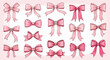 © Ayip - Una collezione affascinante di fiocchi rosa in stile acquerello, perfetti per decorazioni delicate e design femminili.