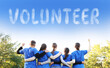 © New Africa - Volunteer. Group of people outdoors, back view, Banner design