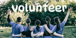 © New Africa - Team of volunteers in park, back view. Banner design