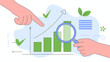 © Digishopppp - An illustration depicts hands interacting with a growing graph representing analysis progress and positive outcomes in a business context high quality professional detailed modern elegant stylish
