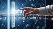 © Ummu - Businessman hand touching a virtual door handle to open new opportunities and enter markets.