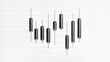 © BonikArt - 3D render of a glossy metallic candlestick chart on a light background with subtle grid lines. Concept of stock market trading, financial growth, investment analysis, and market volatility.