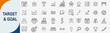 © RayZing   - Target and goal achievement icons set, outline symbols for business strategy success objective planning and performance tracking vector illustration