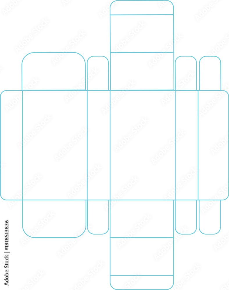 Blue line packaging dieline for cardboard tray box with thumb holes and ...