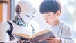 © アオイハチドリ - 男の子に本を読んであげる優しいフィジカルAI(AIロボット)reading a book for a boyPhysical AI AI Robot