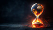 © Atchariya63 - Fiery hourglass earth climate change concept, burning globe global warming environmental crisis heat apocalypse destruction sand time pressure