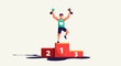 © SITI - Young athlete celebrating victory on winners' podium with medals