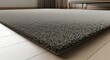© MDJahangir - Modern grey shaggy rug close up on light oak wooden floor in minimalist living room interior with soft shadows and blurred furniture background home decoration