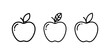 © MstPoliAkther - Set of three minimalist apple icons with leaves, representing fresh fruit, healthy eating, and natural organic food concepts on white background