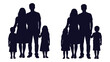 © MDRaisul - Two families with parents and children standing together in silhouette. isolated on white background, Vector