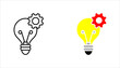 © bang - Line icon set. of a light bulb combined with gear symbolizing innovation, engineering ideas, and creativity.