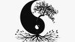 © Mufarokah - Yin yang symbol with tree and roots harmony and balance concept