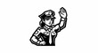 © ZiletterId - Female Police Officer Waving Hand Gesture Illustration.