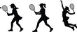 © Murad - Female tennis player silhouette set, woman athlete serving and hitting ball, sports active vector illustration
