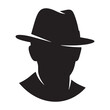 © Mohana - Black silhouette of man wearing fedora hat, isolated on transparent background, png