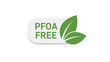 © Faisal - PFOA free safety certification label with green text and leaf symbols for non-toxic chemical-free product coatings.