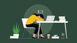 © muhammad - exhausted businesswoman sleeping at desk flat vector illustration representing burnout overtime stress deadline pressure and office fatigue