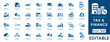 © MS -Studio - Tax and finance icon set. Includes vector icons of economy, inflation, recession, bankruptcy, offshore, tax fraud, audit, and accounting.